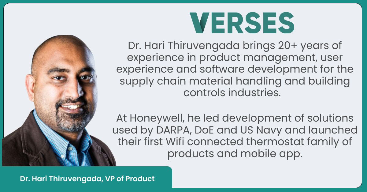 Hari Thiruvengada Joins VERSES as VP of Product