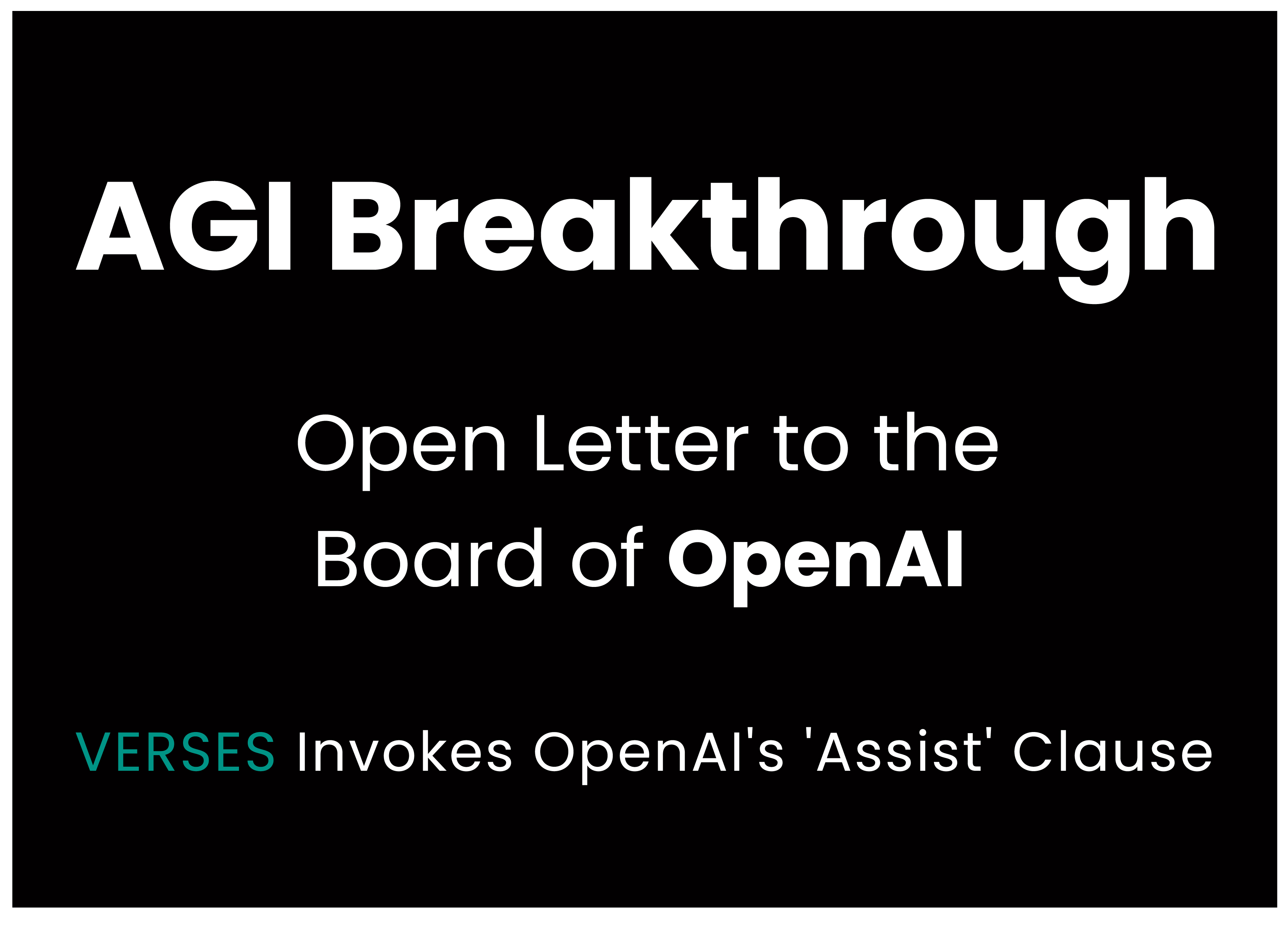 VERSES Identifies New Path to AGI and Extends Invitation to OpenAI for Collaboration via Open Letter